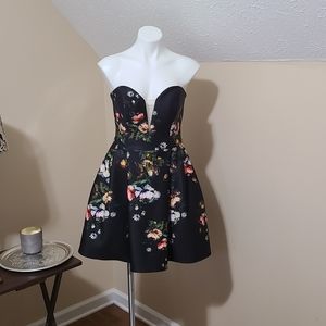 Mulit colored floral Strapless dress